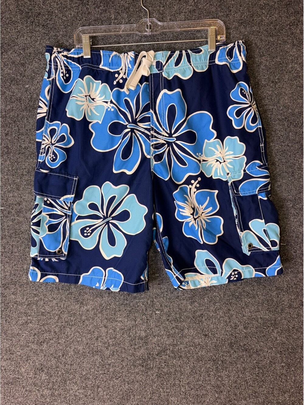 No Boundaries Mens Large 36-38 Hawaiian Board Shorts Swim Trunks Floral Cargo